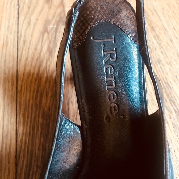 J Renee’. Brown and Black chic kitten sling-backs - Picture 8 of 8